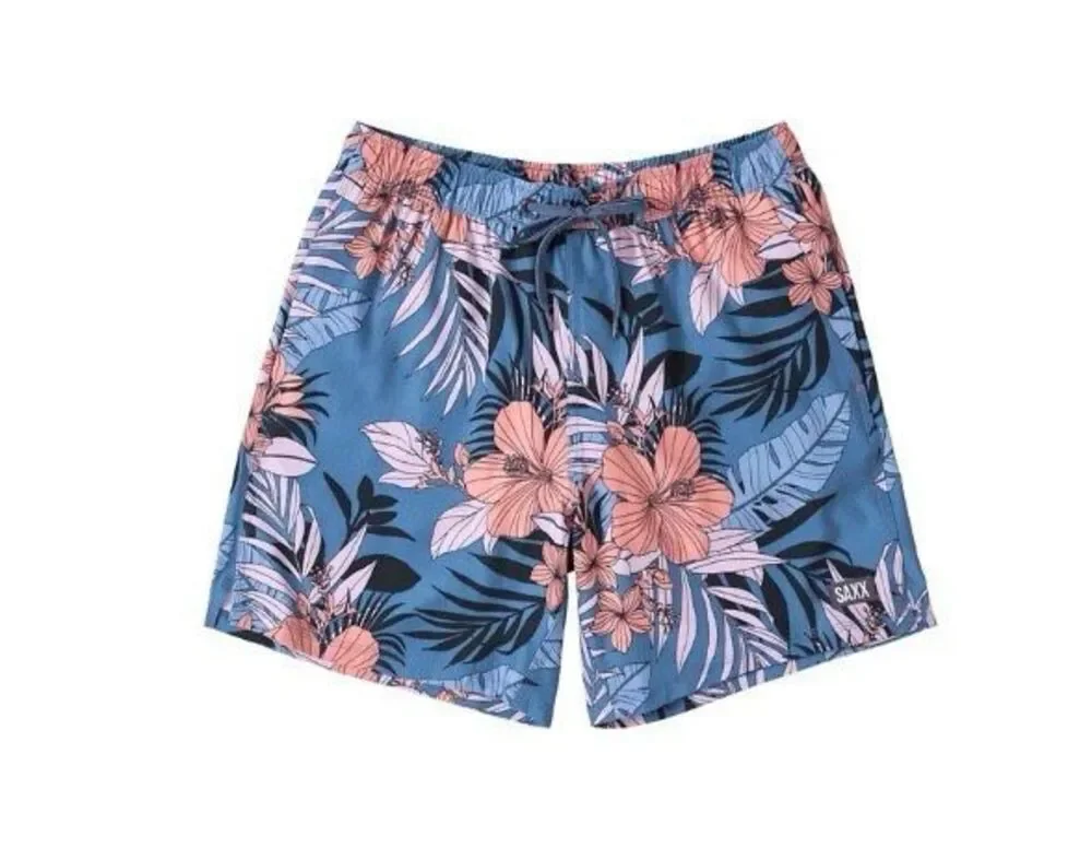 SAXX Oh Buoy 7” 2N1 BallPark Pouch Swim Trunks Hibiscus Jung Small
